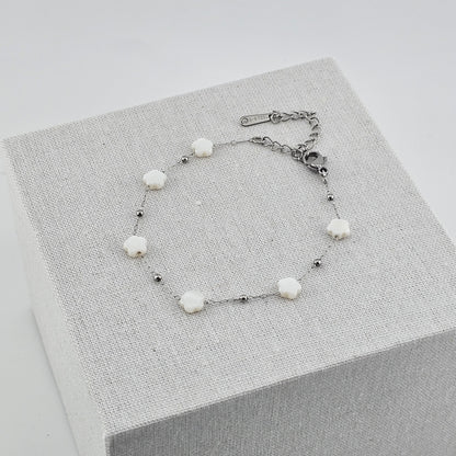 Delicate Ivory Blossom Bead Necklace & Bracelet Set
