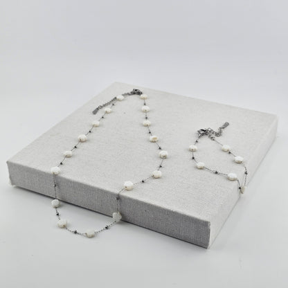 Delicate Ivory Blossom Bead Necklace & Bracelet Set