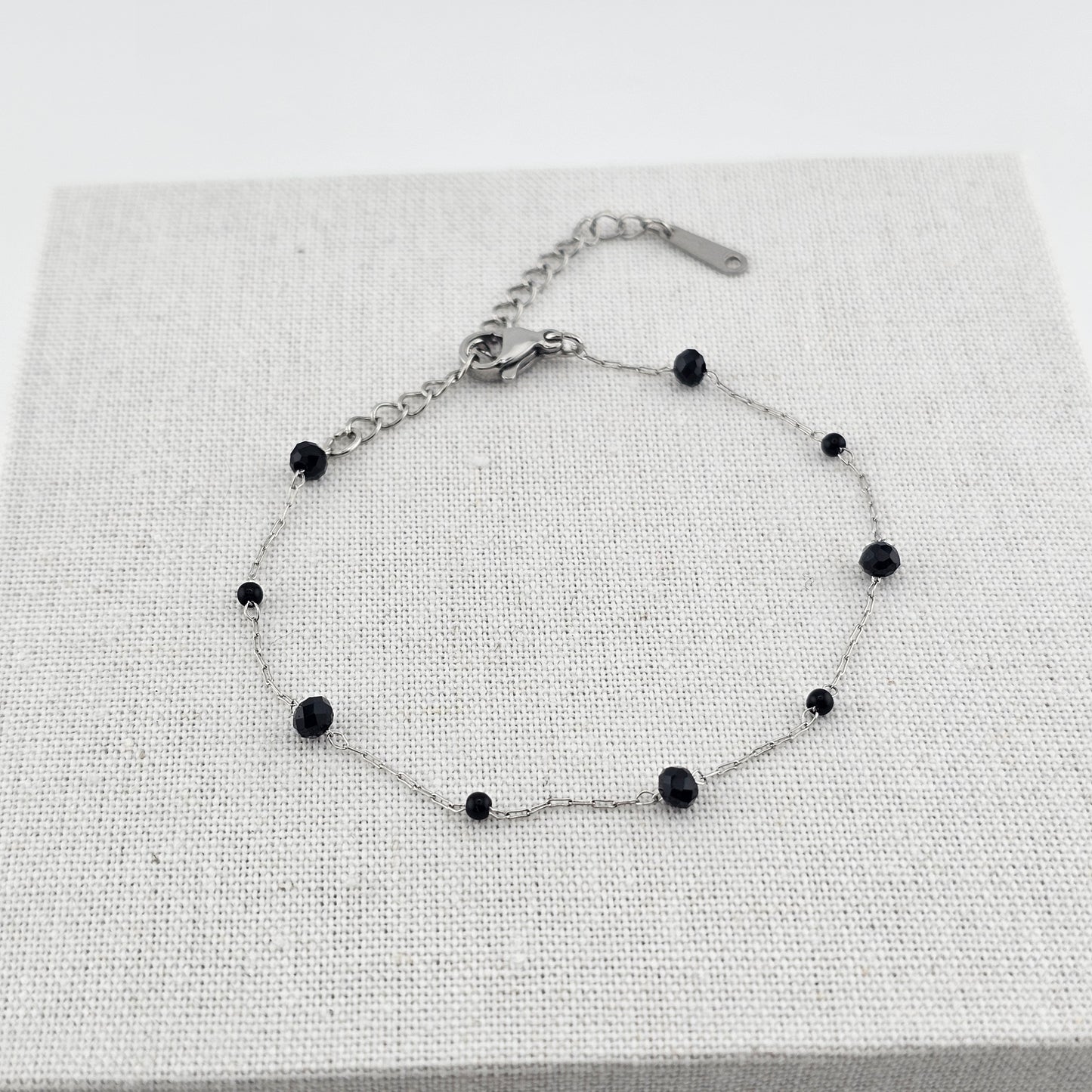 Delicate Black Bead Necklace & Bracelet Set