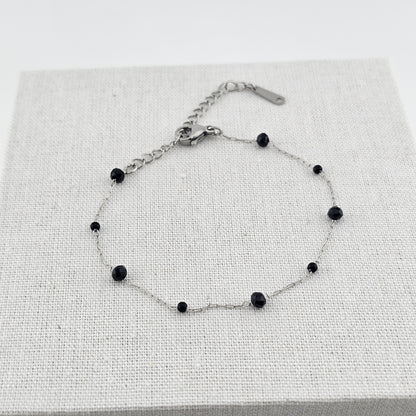 Delicate Black Bead Necklace & Bracelet Set