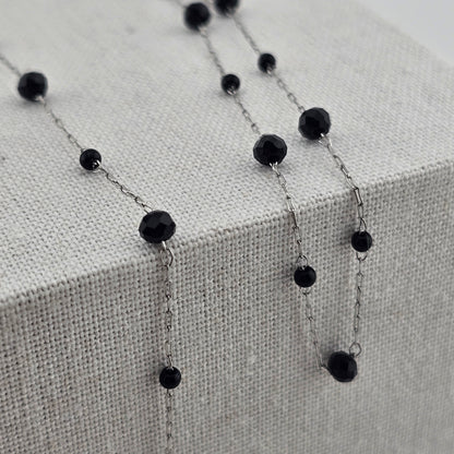 Delicate Black Bead Necklace & Bracelet Set