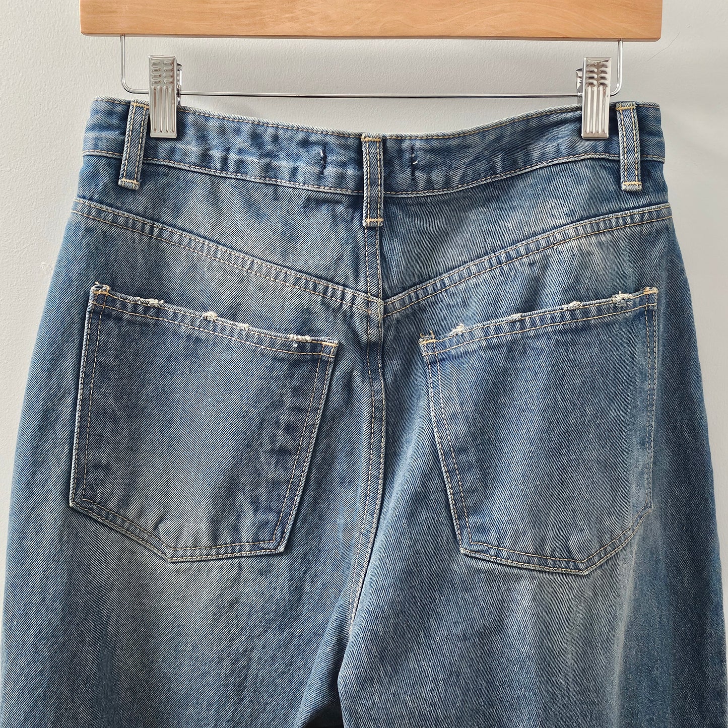 Pleated Barrel Fit Vintage Denim Pants