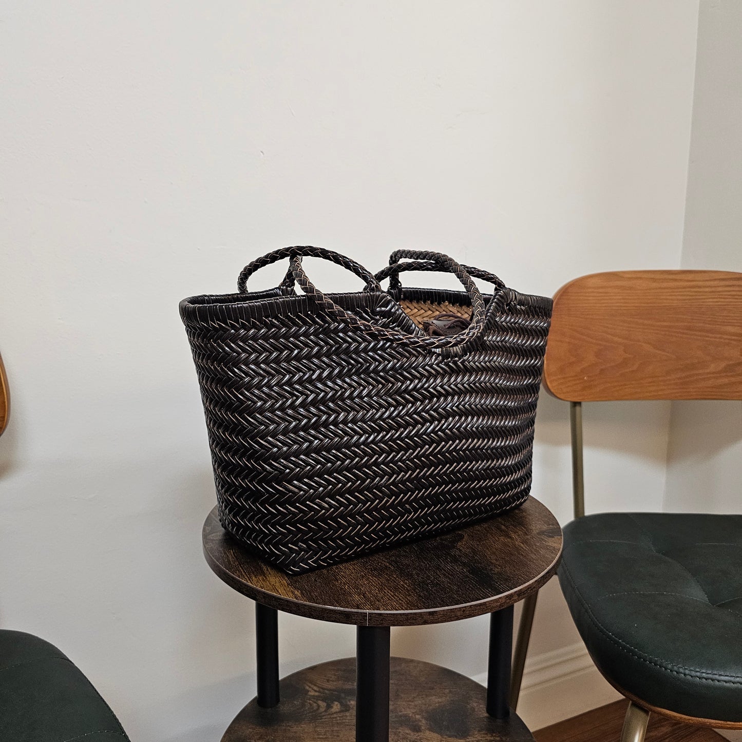 Braided Leather Tote Bag