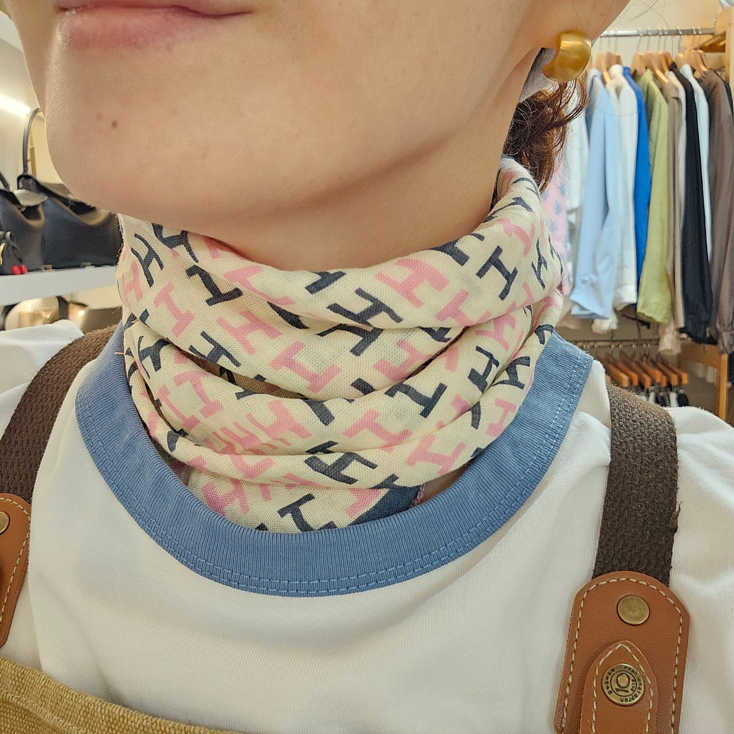 Vintage Monogram Cotton Handkerchief – Soft Square Petit Scarf