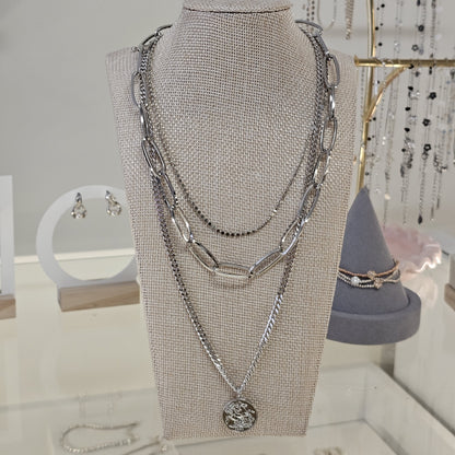 Triple Layer Coin Pendant Necklace
