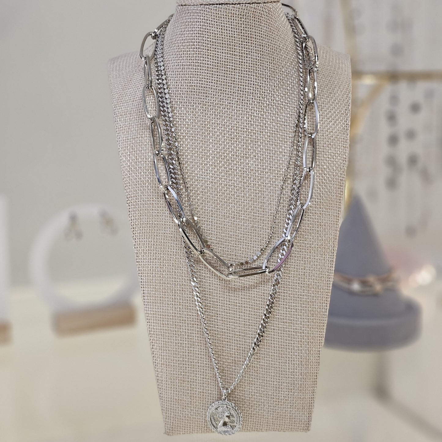 Triple Layer Coin Pendant Necklace