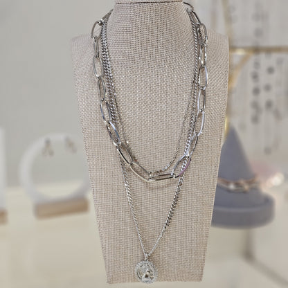 Triple Layer Coin Pendant Necklace
