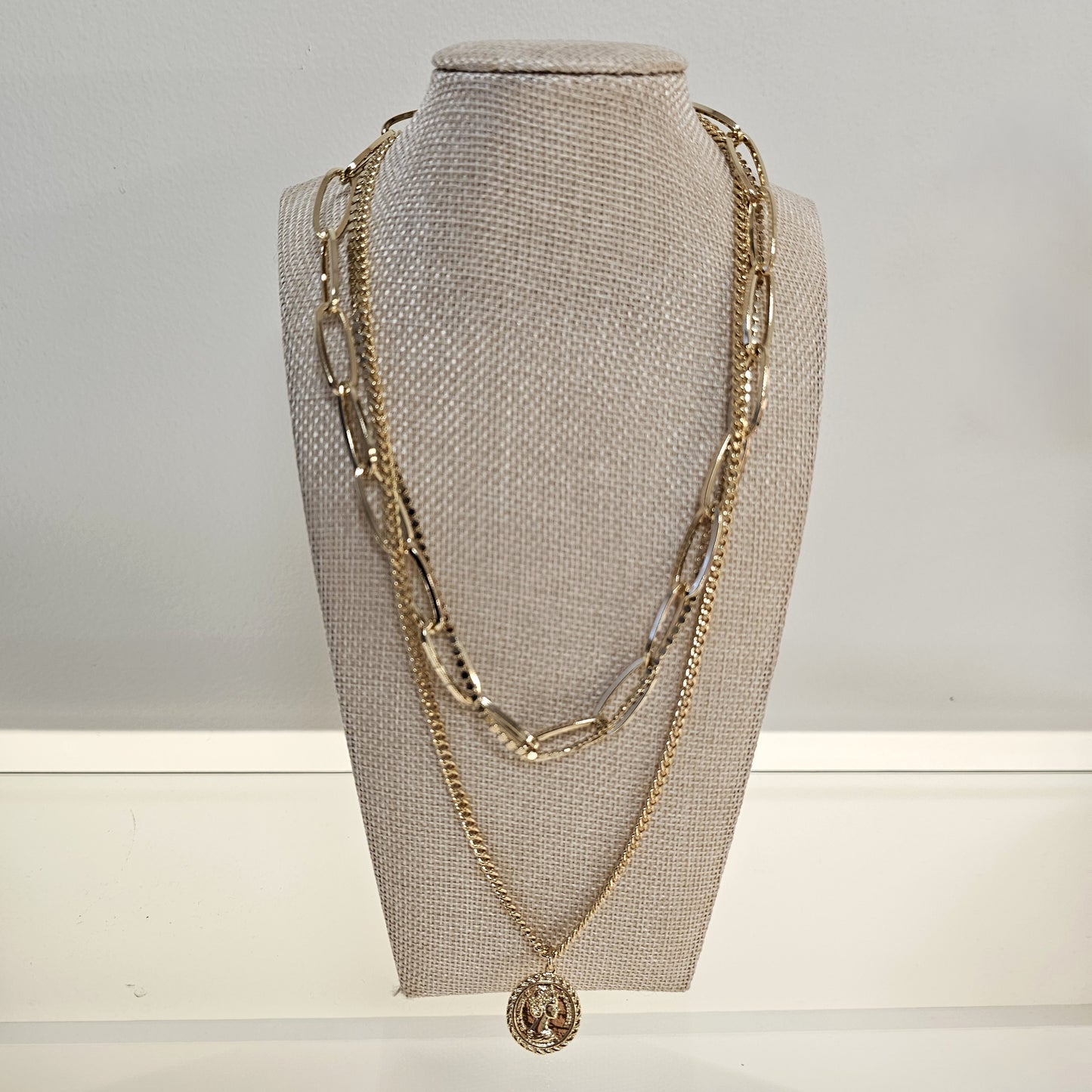 Triple Layer Coin Pendant Necklace