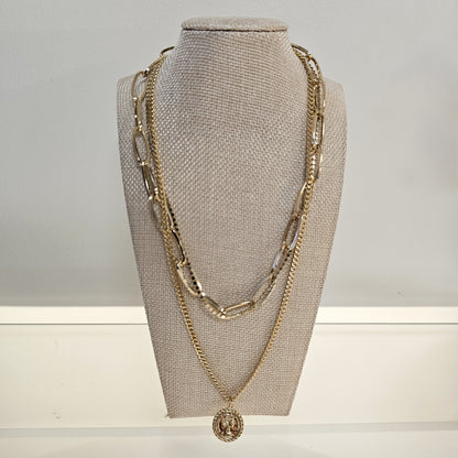 Triple Layer Coin Pendant Necklace