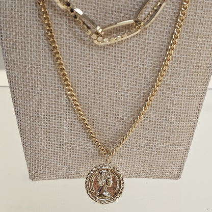 Triple Layer Coin Pendant Necklace