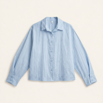 Sculpted Volume Sleeve Cotton Blouse – Women One Size