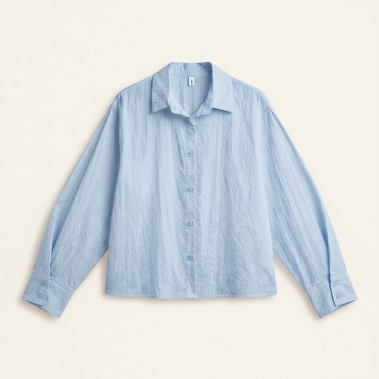 Sculpted Volume Sleeve Cotton Blouse – Women One Size