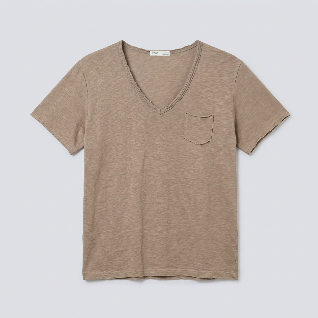Vintage Slub Cotton Pocket V-neck Tee – Women One Size