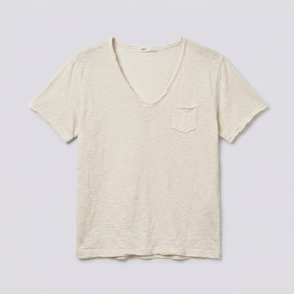 Vintage Slub Cotton Pocket V-neck Tee – Women One Size