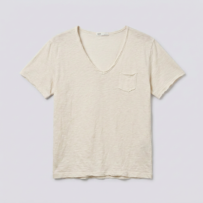 Vintage Slub Cotton Pocket V-neck Tee – Women One Size