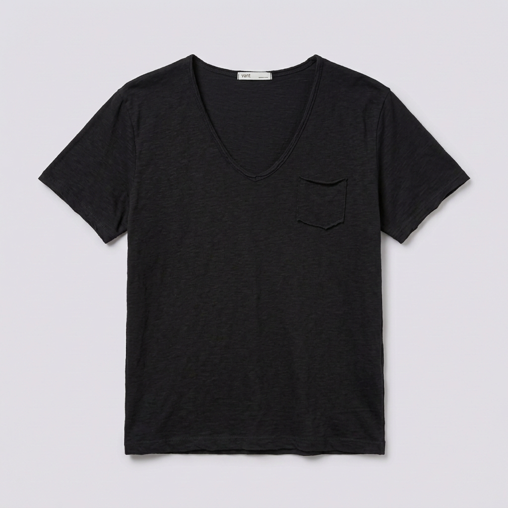 Vintage Slub Cotton Pocket V-neck Tee – Women One Size