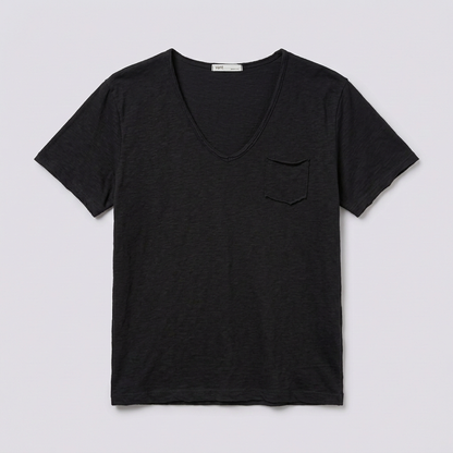 Vintage Slub Cotton Pocket V-neck Tee – Women One Size