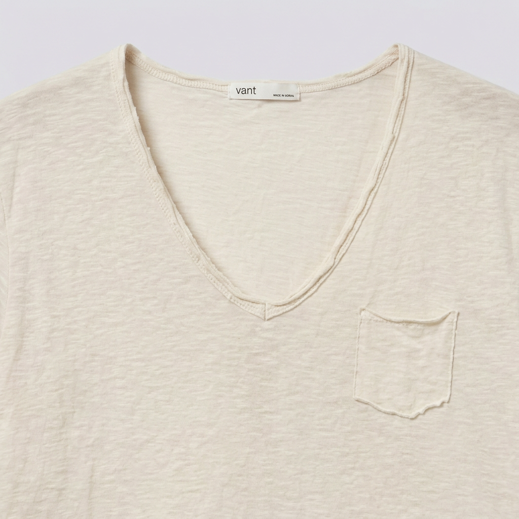 Vintage Slub Cotton Pocket V-neck Tee – Women One Size