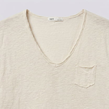 Vintage Slub Cotton Pocket V-neck Tee – Women One Size