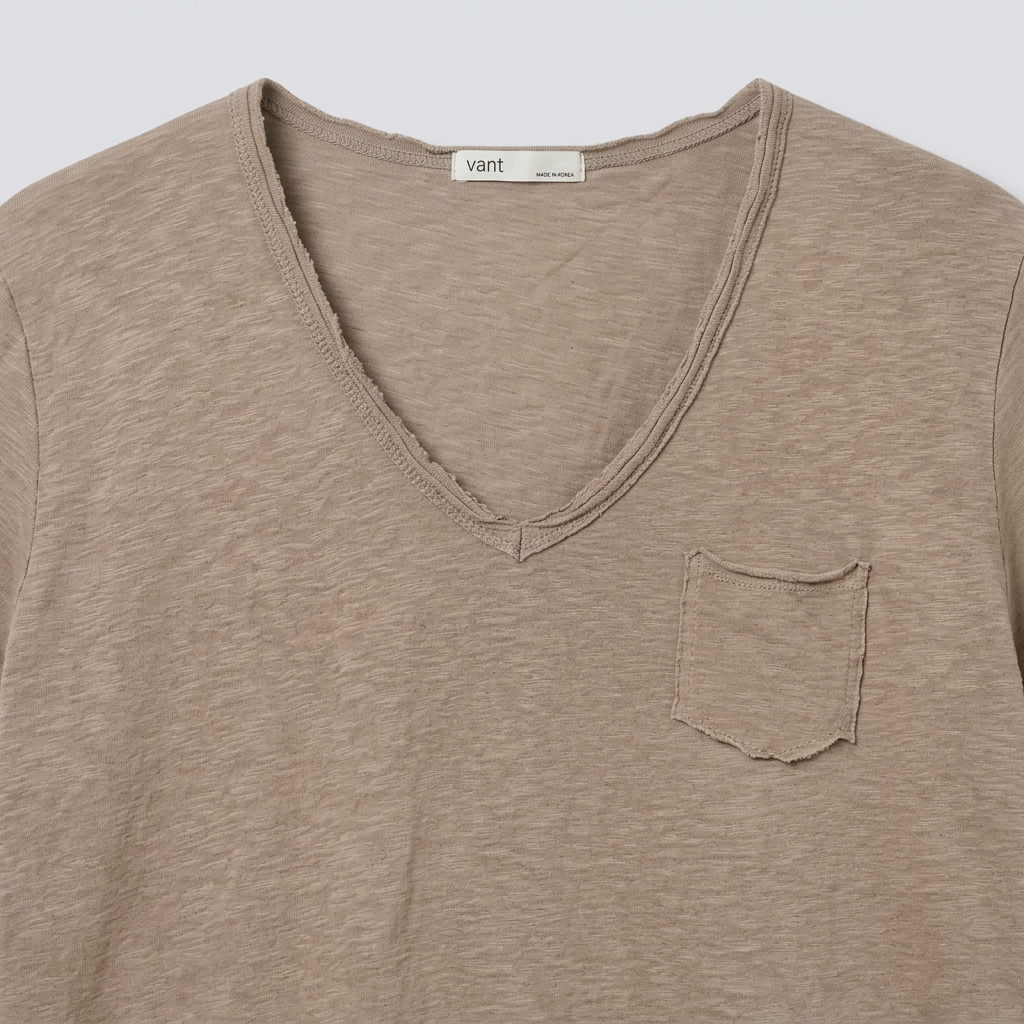 Vintage Slub Cotton Pocket V-neck Tee – Women One Size