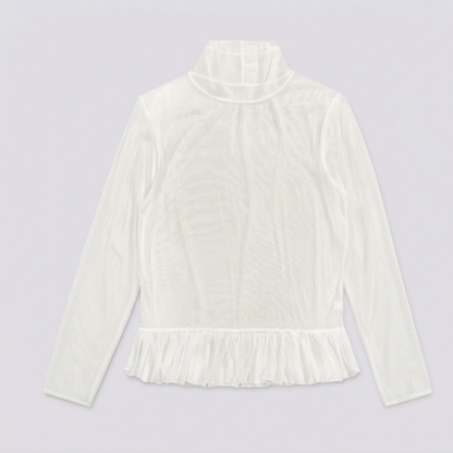 Sheer Stretch Chiffon Ruffle Hem Top – Women One Size