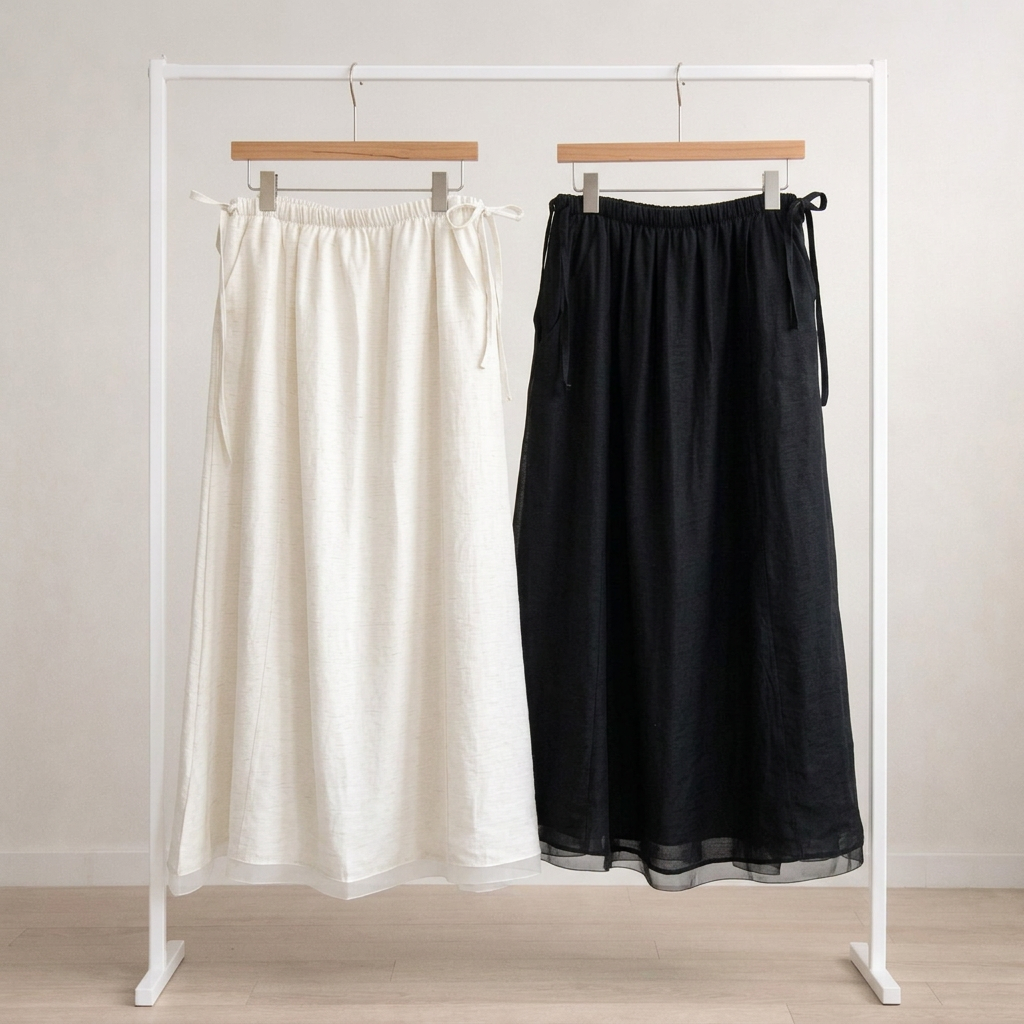 Linen Texture Tie-Waist Maxi Skirt – Women One Size