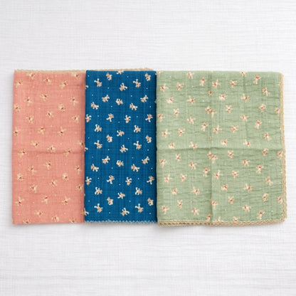 Mini Teddy Print Lace Cotton Handkerchief – Soft Square Petit Scarf