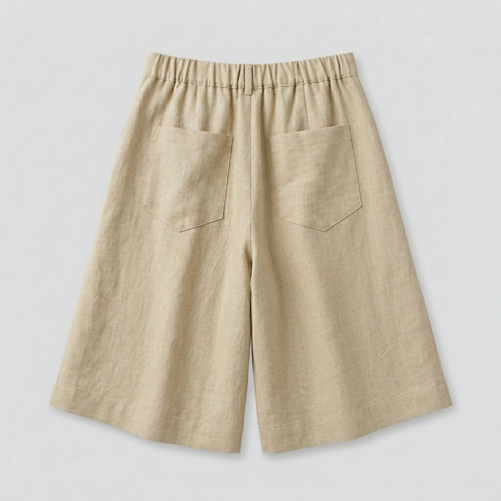 Relaxed Fit Linen Bermuda Shorts – Women One Size