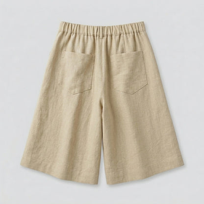 Relaxed Fit Linen Bermuda Shorts – Women One Size