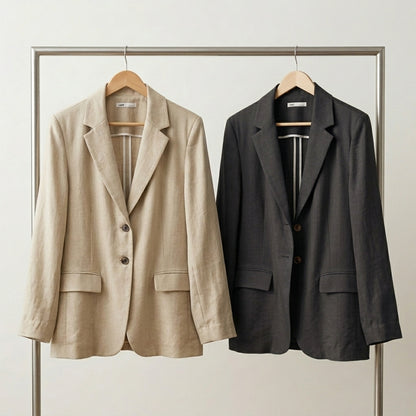 Relaxed Fit Linen Blazer – Women One Size
