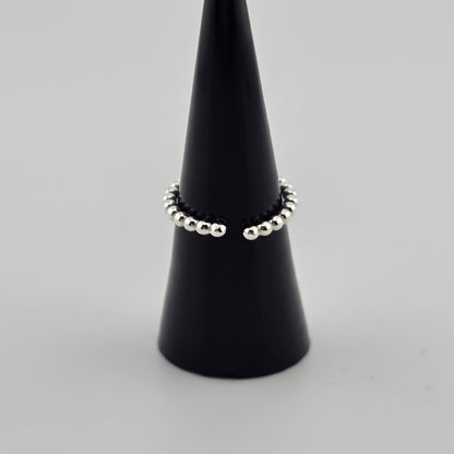Sterling Silver Beaded Heart Charm Ring