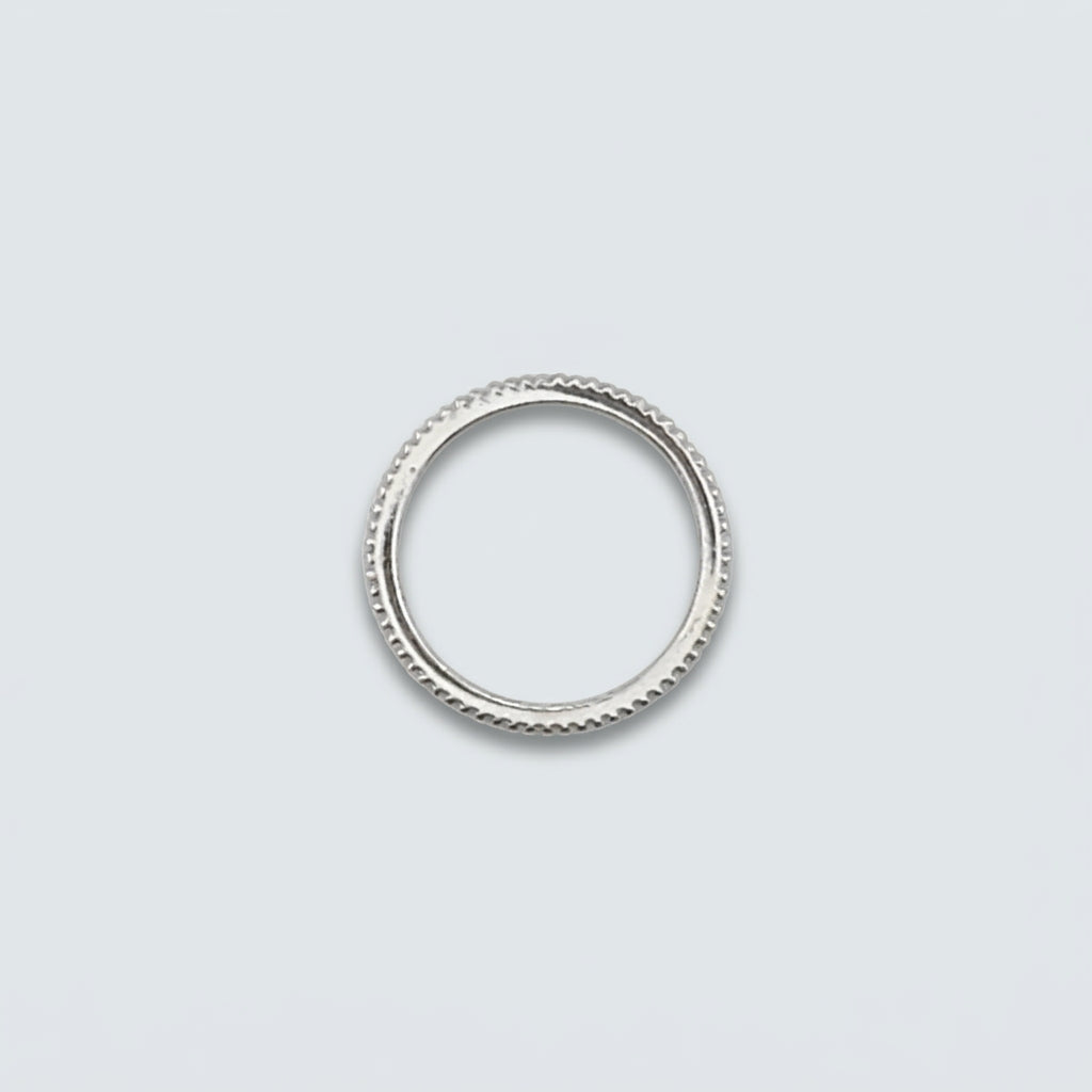 Cubic Zirconia Thread Silver Ring – Slim Minimal Stacking Ring