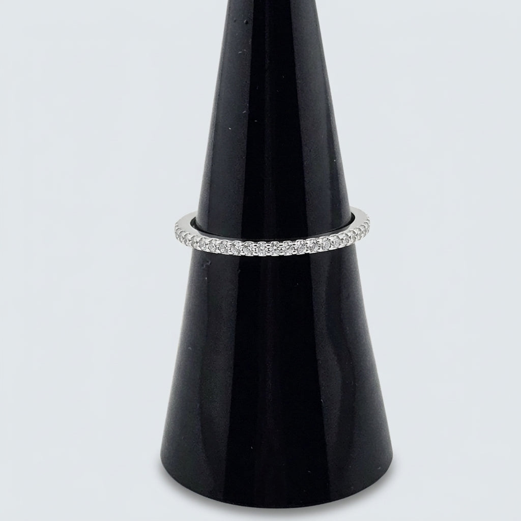 Cubic Zirconia Thread Silver Ring – Slim Minimal Stacking Ring