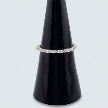 Cubic Zirconia Thread Silver Ring – Slim Minimal Stacking Ring