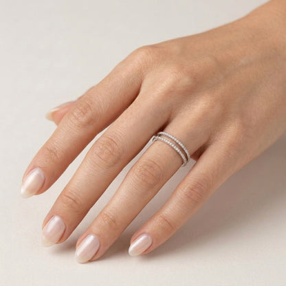 Cubic Zirconia Thread Silver Ring – Slim Minimal Stacking Ring