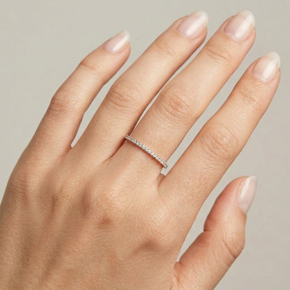 Cubic Zirconia Thread Silver Ring – Slim Minimal Stacking Ring