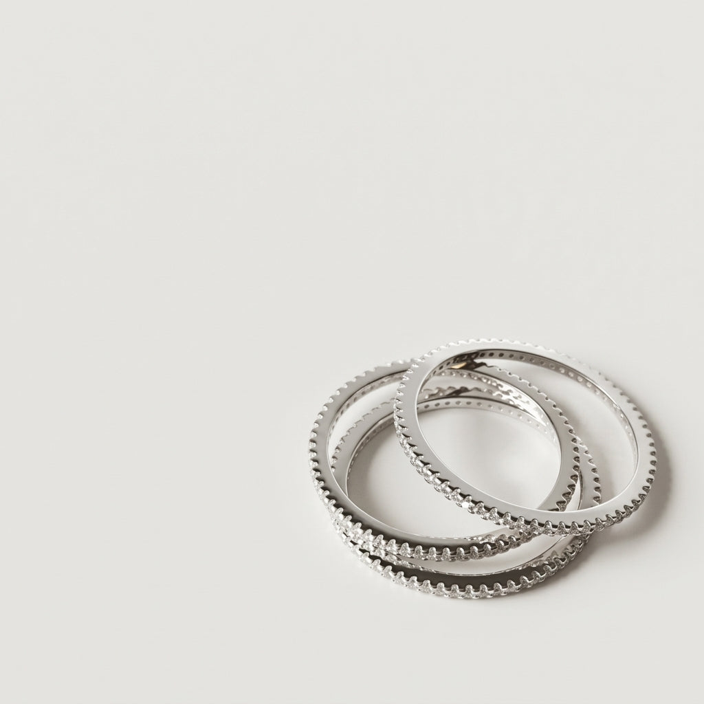 Cubic Zirconia Thread Silver Ring – Slim Minimal Stacking Ring