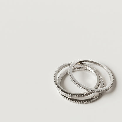 Cubic Zirconia Thread Silver Ring – Slim Minimal Stacking Ring