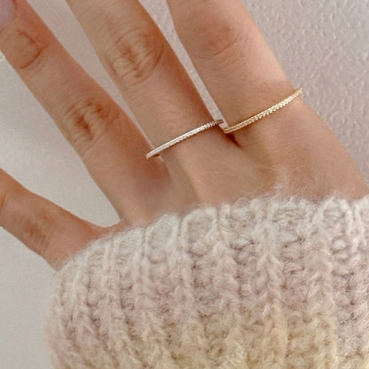 Cubic Zirconia Thread Silver Ring – Slim Minimal Stacking Ring