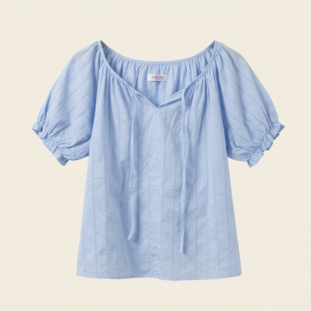 Soft Air Cotton Puff Sleeve Pajama Set – Women One Size