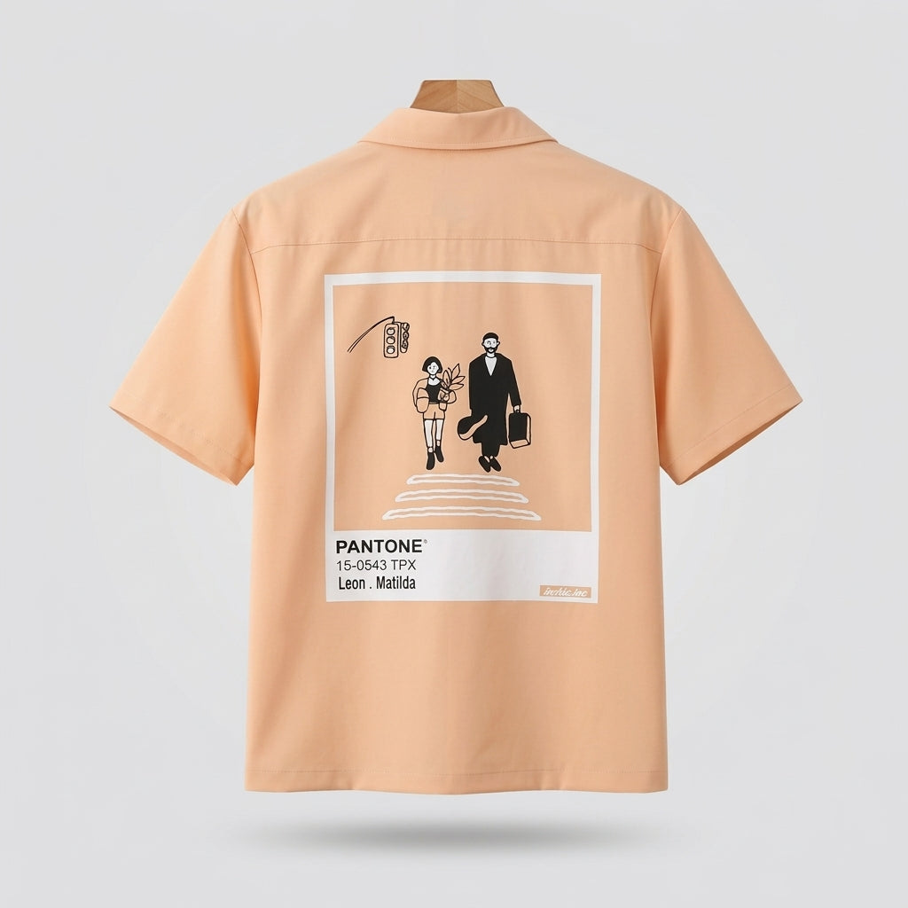 Leon Matilda Graphic Shirt – Unisex Short Sleeve Button Shirt  - Men One Size