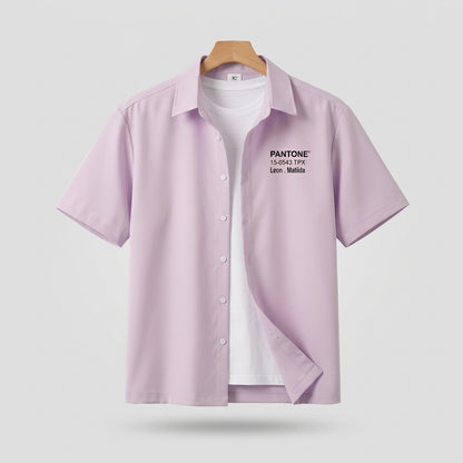Leon Matilda Graphic Shirt – Unisex Short Sleeve Button Shirt  - Men One Size
