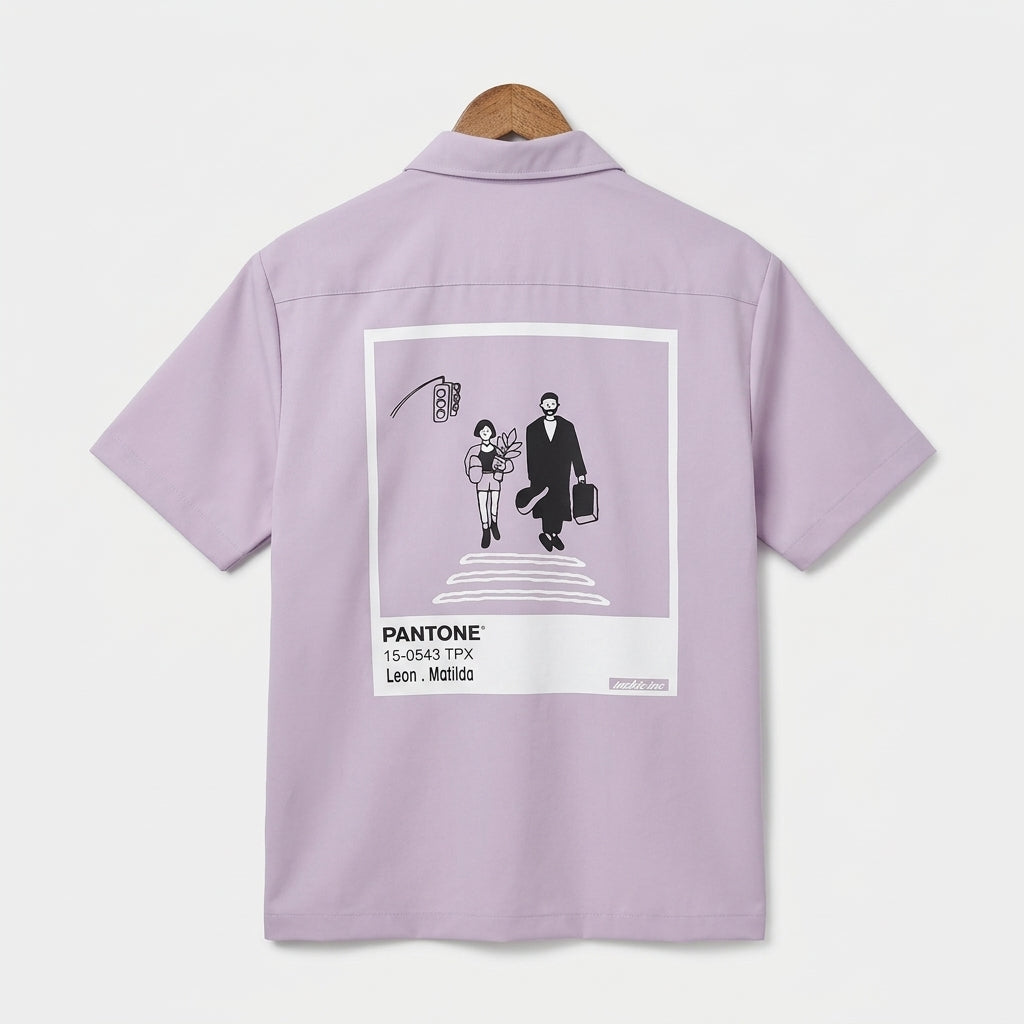 Leon Matilda Graphic Shirt – Unisex Short Sleeve Button Shirt  - Men One Size