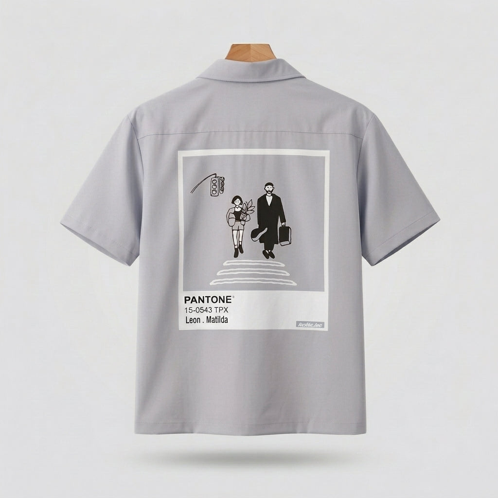 Leon Matilda Graphic Shirt – Unisex Short Sleeve Button Shirt  - Men One Size