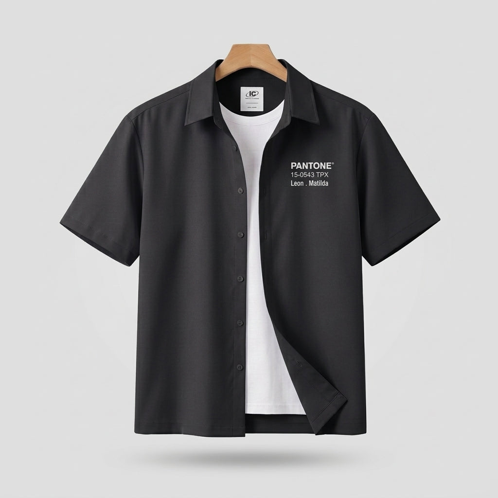 Leon Matilda Graphic Shirt – Unisex Short Sleeve Button Shirt  - Men One Size