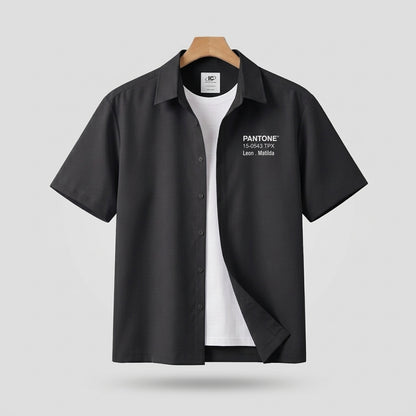 Leon Matilda Graphic Shirt – Unisex Short Sleeve Button Shirt  - Men One Size