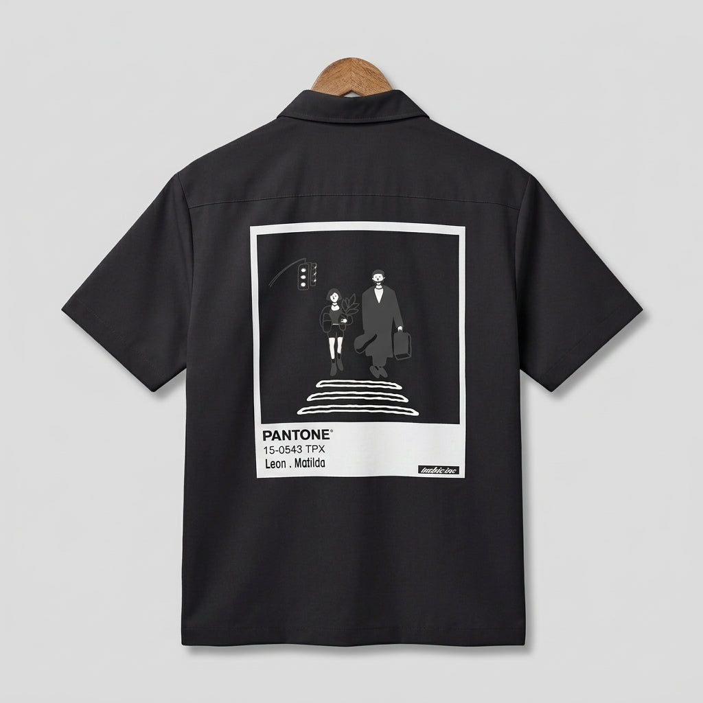 Leon Matilda Graphic Shirt – Unisex Short Sleeve Button Shirt  - Men One Size