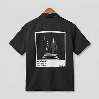 Leon Matilda Graphic Shirt – Unisex Short Sleeve Button Shirt  - Men One Size