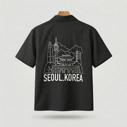 Seoul Landmark Line Graphic Shirt  - Men One Size
