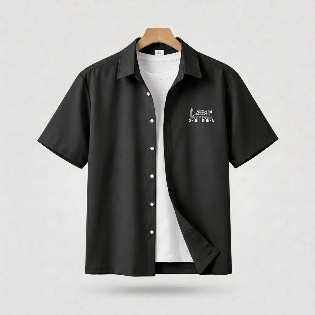 Seoul Landmark Line Graphic Shirt  - Men One Size